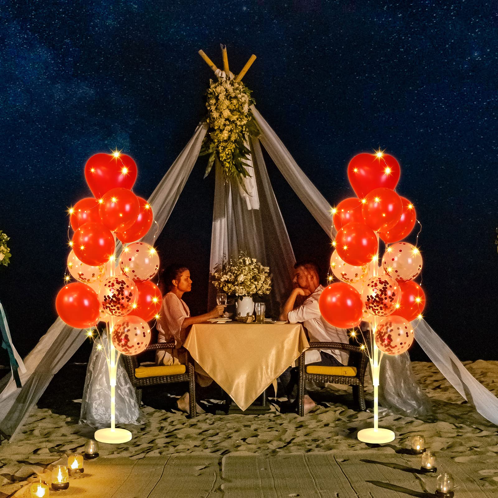 Amazon.com: Sosation 2 Set Valentine Heart Floor Balloon